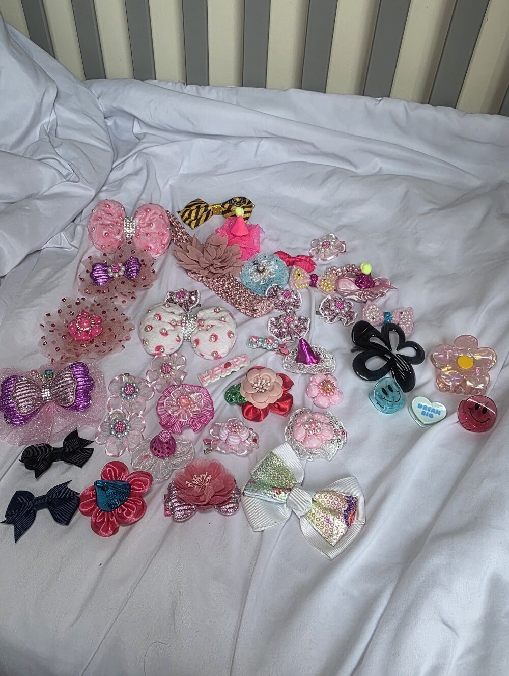 Kids Pink Floral & Bow Hair Clip Lot